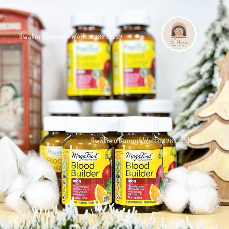 Viên Uống Bổ Sung Sắt Thuần Chay Ko Gây Táo Bón MegaFood Blood Builder Iron  - Hàng Mỹ Air