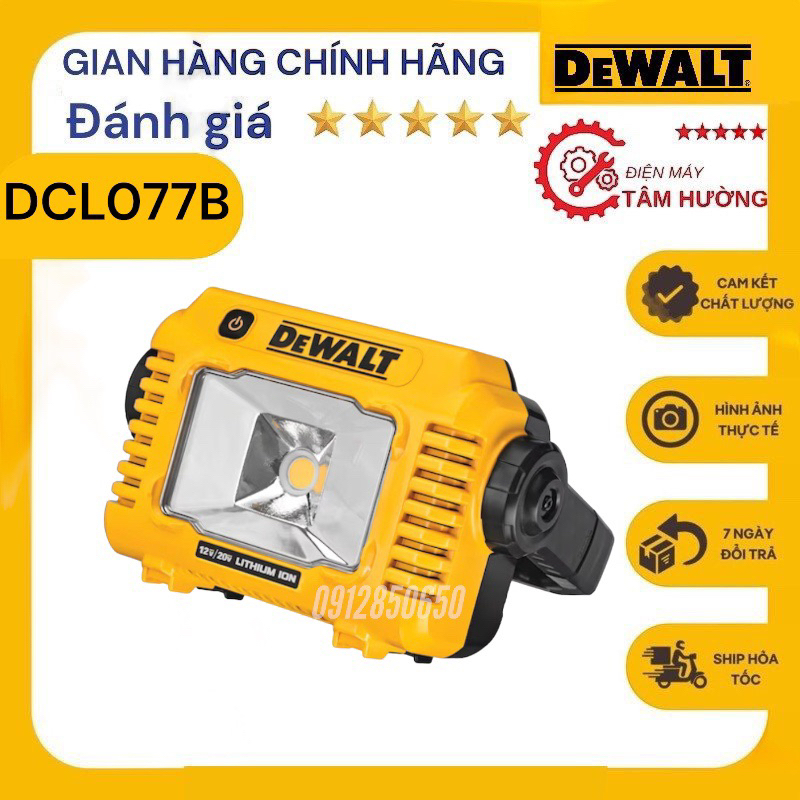 Đèn dewalt Dcl077 - Đèn pha công trường sử dụng pin 12v / 18v / 20v dewalt - Hàng nhập usa