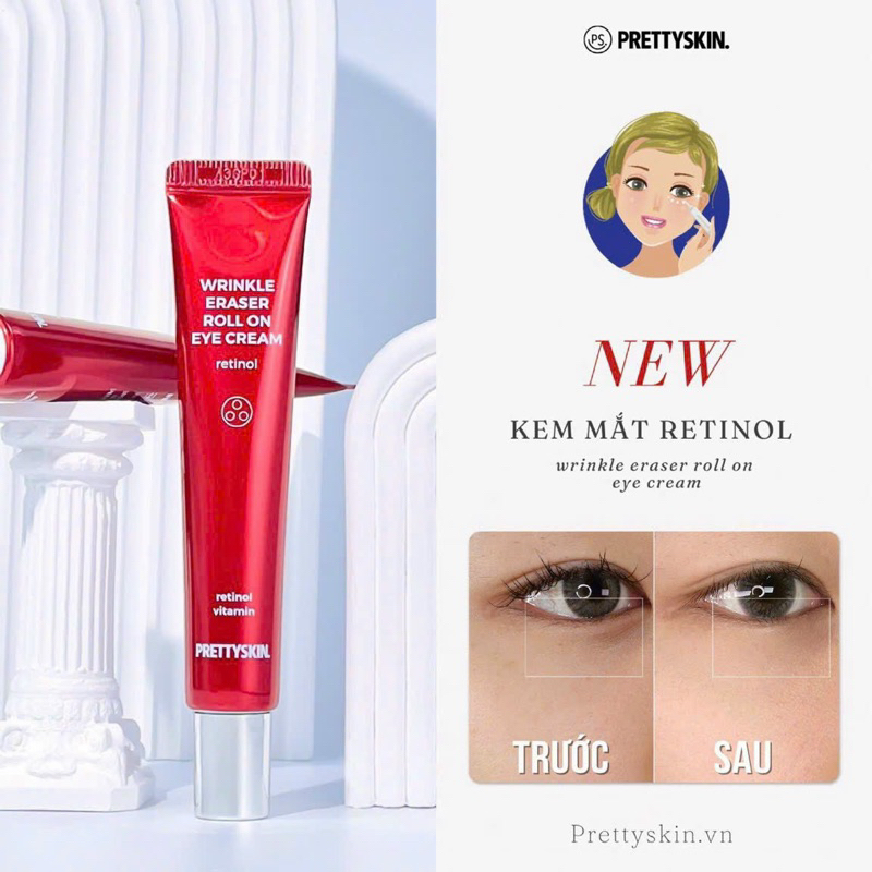 Kem dưỡng mắt Pretty Skin Wrinkle Eraser Roll On Eye Cream Retinol 30ml