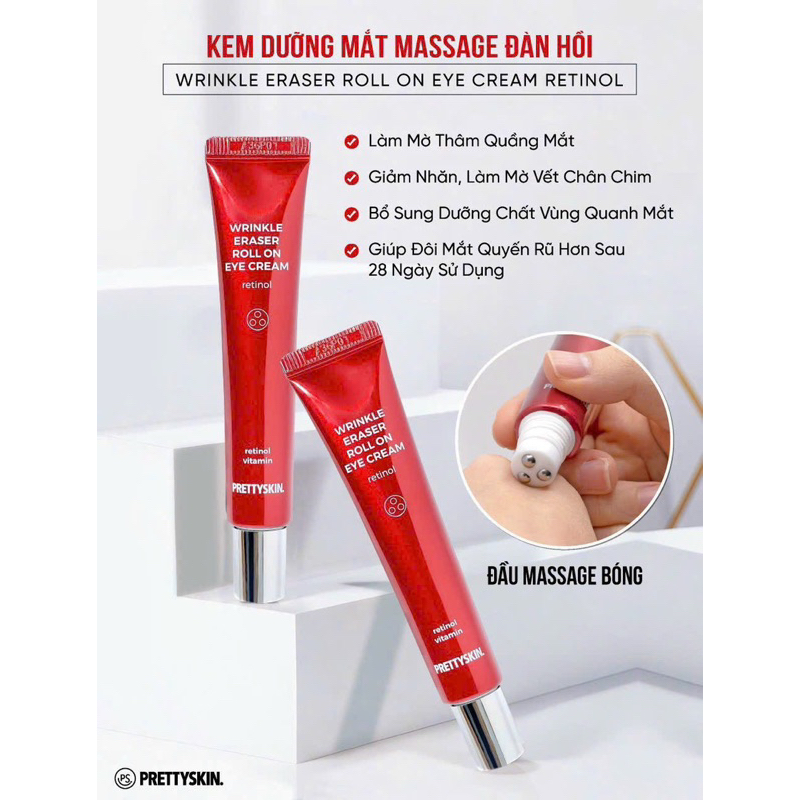 Kem dưỡng mắt Pretty Skin Wrinkle Eraser Roll On Eye Cream Retinol 30ml