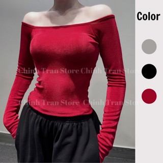 Áo THUN NHŨ TRỄ VAI dài tay 1 lớp vải mỏng mát ôm gọn - Chinh Trần Store
