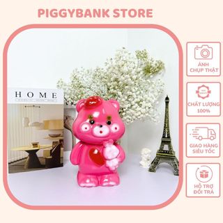 Heo đất Gấu dâu đeo túi, Heo đất tiết kiệm - Piggybank Store PS34