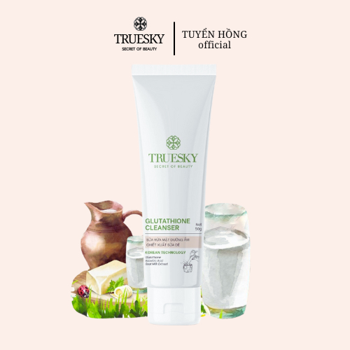 Sữa rửa mặt sáng da và dưỡng ẩm Truesky Glutathione Cleanser chiết xuất sữa dê 50g