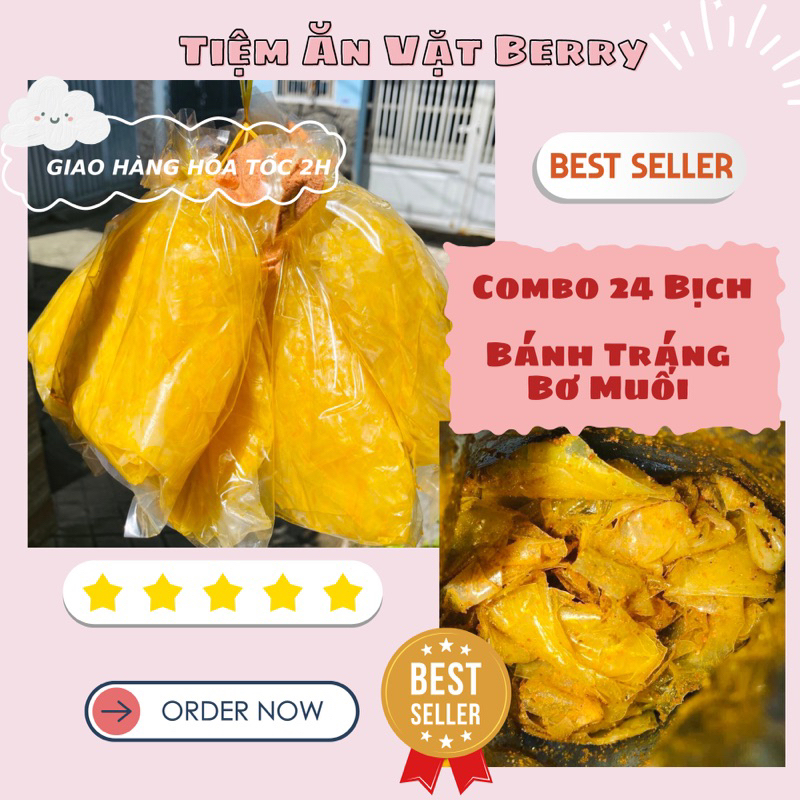 Combo 24 Bịch Bánh Tráng Bơ Muối