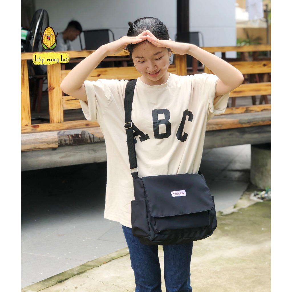 Túi đeo chéo Đi học unisex vải dù nilon fashion kháng nước nam nữ unisex chống nước trượt nước dây kéo đựng sách a4