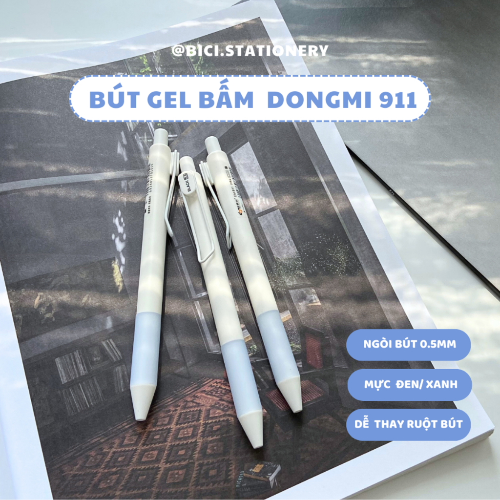 [HÌNH THẬT] Bút Gel Bấm DOMI DM-911 phong cách basic, ngòi 0.5mm, hoàn thiện, êm ái - sự lựa chọn ho