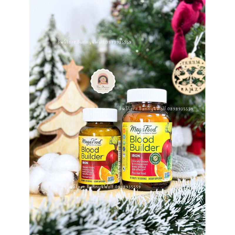 Viên Uống Bổ Sung Sắt Thuần Chay Ko Gây Táo Bón MegaFood Blood Builder Iron  - Hàng Mỹ Air