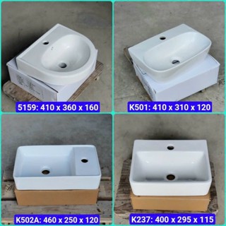 Chậu rửa mặt lavabo Treo Tường MINI hoặc Đặt Bàn Đá K237 K501, men NANO trắng sáng chống ố