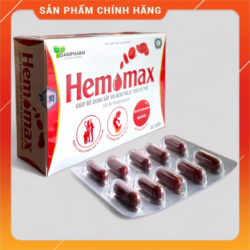 HEMOMAX - VIÊN UỐNG BỔ SUNG SẮT VÀ ACID FOLIC CHO BÀ BẦU - NGƯỜI THIẾU MÁU DO THIẾU SẮT Hộp 30v