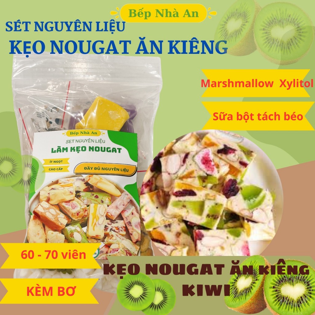 Set Nguyên liệu làm kẹo Nougat Ăn Kiêng Kèm Bơ lạt 60 - 70 viên