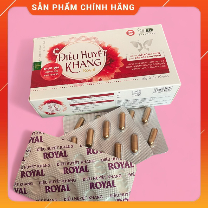 Bổ Huyết Điều Kinh Điều Huyết Khang Giúp Điều Hòa Kinh Nguyệt, Giảm Đau Bụng Kinh - Hộp 30 viên