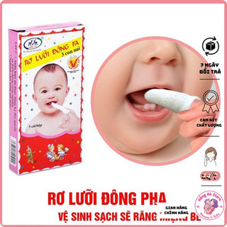 Rơ Lưỡi Cho Bé Đông Fa Vệ Sinh Miệng Cho Bé Chất Liệu Vải Sợi Cao Cấp Mềm Mại Hộp 5 Miếng