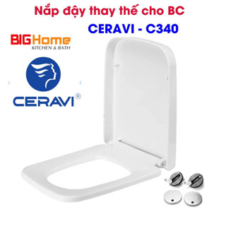 Nắp Bồn Cầu Rơi Êm Loại Vuông Cho Bồn CERAVI C340 - Nắp đậy bàn cầu Ceravi, bệt Ceravi C340