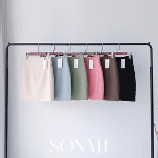 Chân váy ngắn nữ công sở ôm eo lưng cạp cao SONMI Hàn Quốc cao cấp co giãn 2 lớp màu đen trắng nâu ARMANDE BARBE SK109