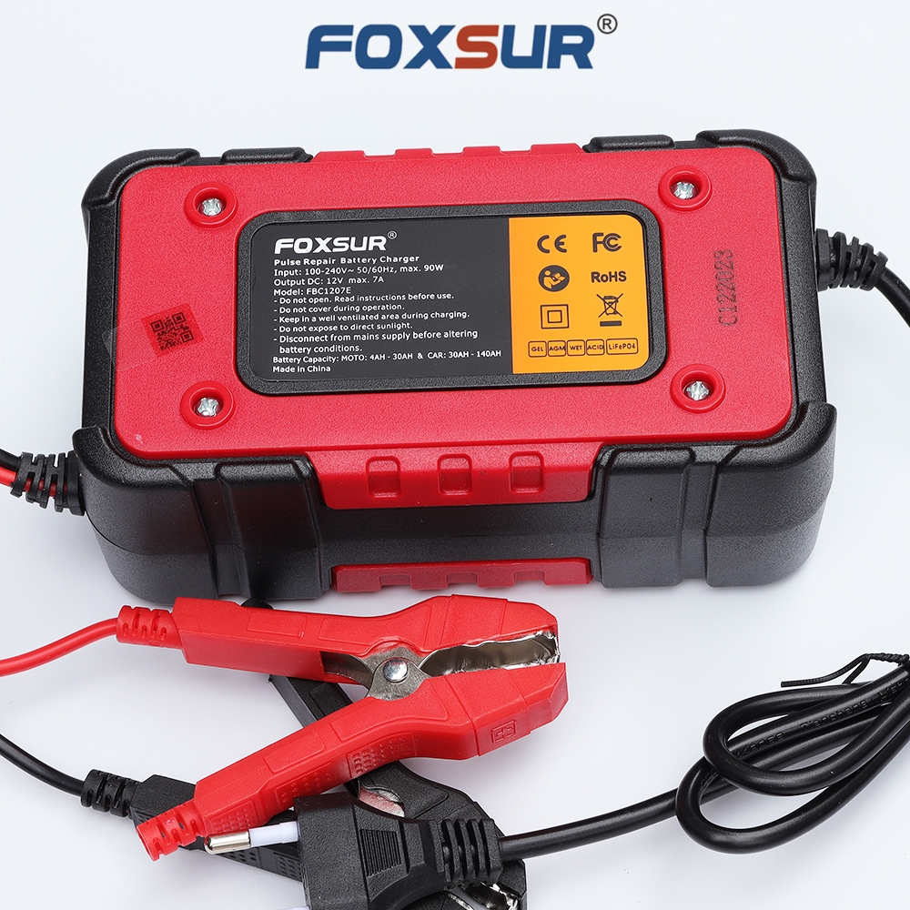 Sạc bình ắc quy Foxsur 7A 12V tự ngắt khử sunfat chống ngược cực