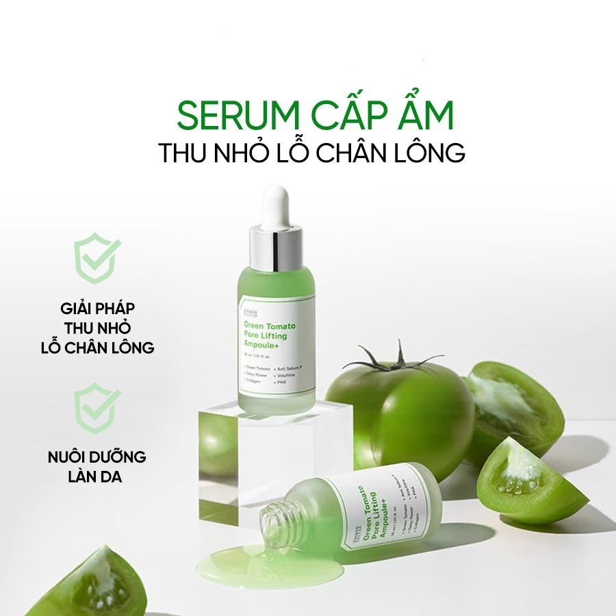 Serum Tinh Chất Cà Chua Xanh Sungboon Editor Green Tomato Pore Lifting Ampoule 30ml & Toner Pads Sungboon 180ml - DUXBO