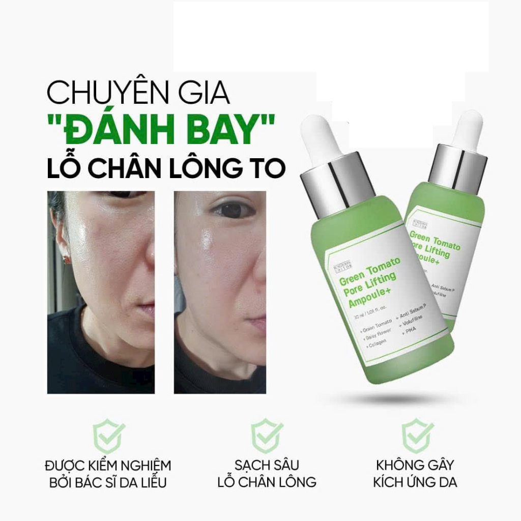 Serum Tinh Chất Cà Chua Xanh Sungboon Editor Green Tomato Pore Lifting Ampoule 30ml & Toner Pads Sungboon 180ml - DUXBO