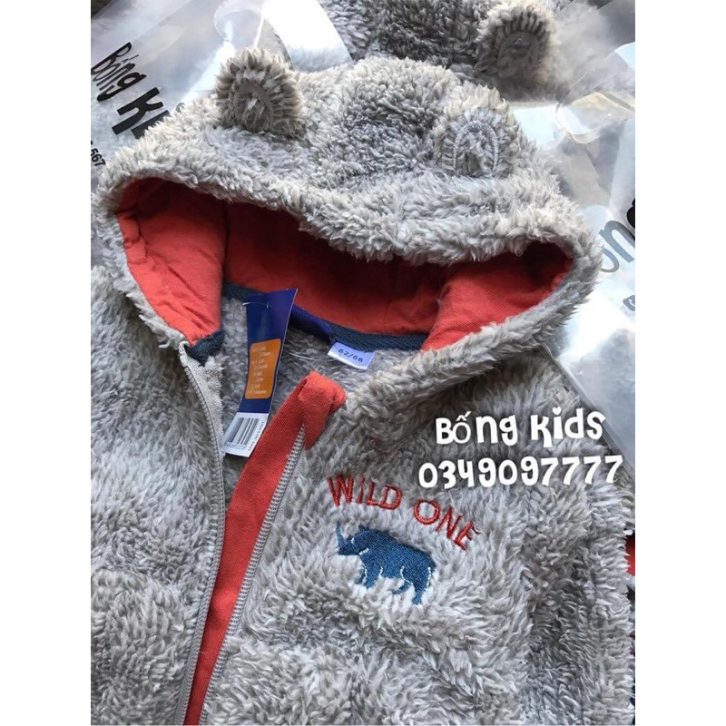 Khoác Lông Tai Gấu Bé Trai Bé Gái WILD ONE 2-6m