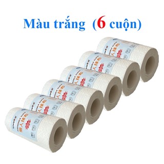 combo 6 cuộn vải đa năng bằng khăn lau bếp vải in hình không dệt