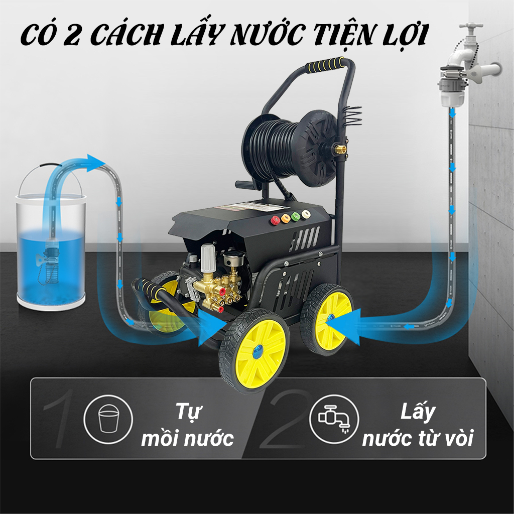 Máy rửa xe công nghiệp SOEASY 2850W SE013B-RL cao áp tiệm rửa xe chuyên dùng, động cơ lõi đồng ty sứ