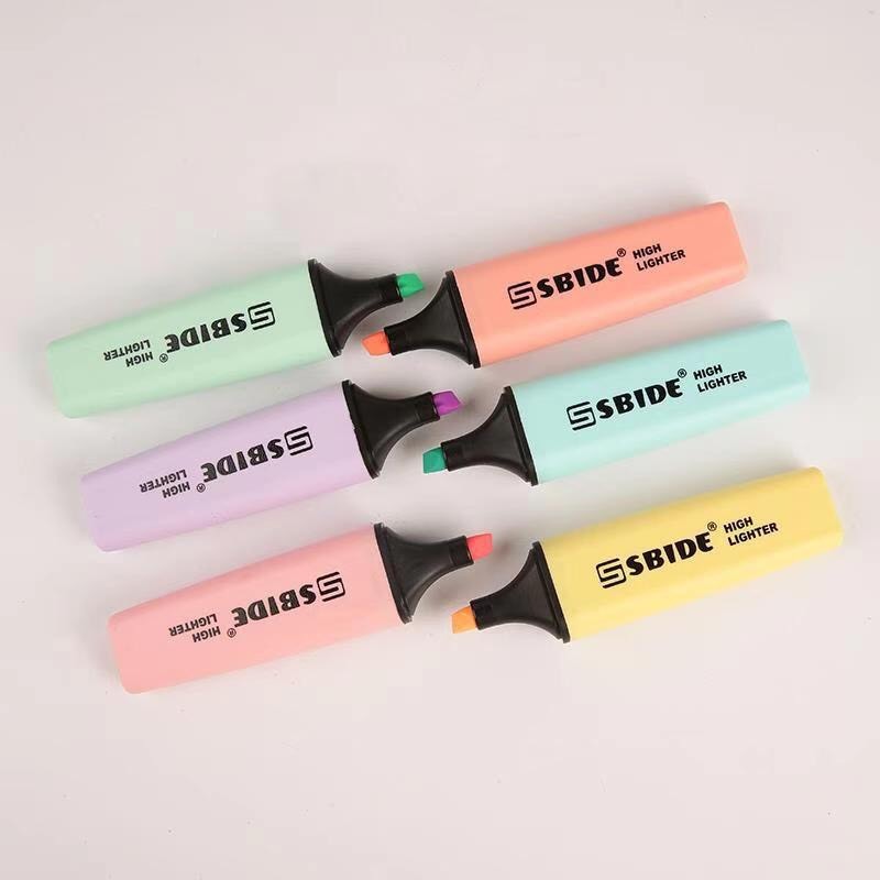 Bút highlight dạ quang bộ 6 màu sắc nét, nhanh khô MinMin, Bút đánh dấu dòng mực dạ quang nhanh khô bộ 6 màu