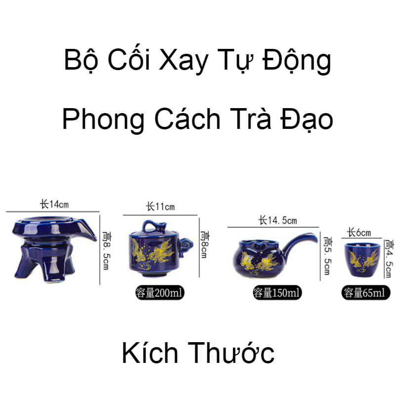 Bộ Ấm Chén Cối Xay Trà Đao [ HOÀNG ĐAN TEA ] Đồ Dụng Cụ Bình Uống Pha Chè Gốm Sứ Hoa Văn Kèm Hộp Đựng Cao Cấp Quà