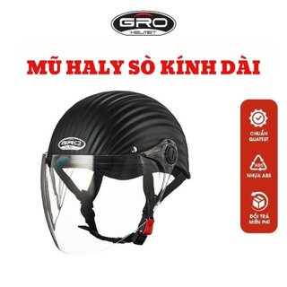Mũ bảo hiểm nửa đầu có kính dài GRO HELMET haly dáng vỏ sò, sơn màu thời trang đẹp cho nam và nữ