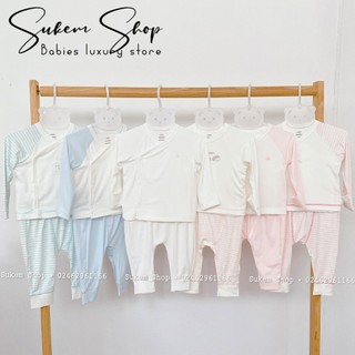 [NOUS] Bộ Cài Lệch Dài Tay Sơ Sinh Nous Chất Đẹp Cho Bé 3-6kg