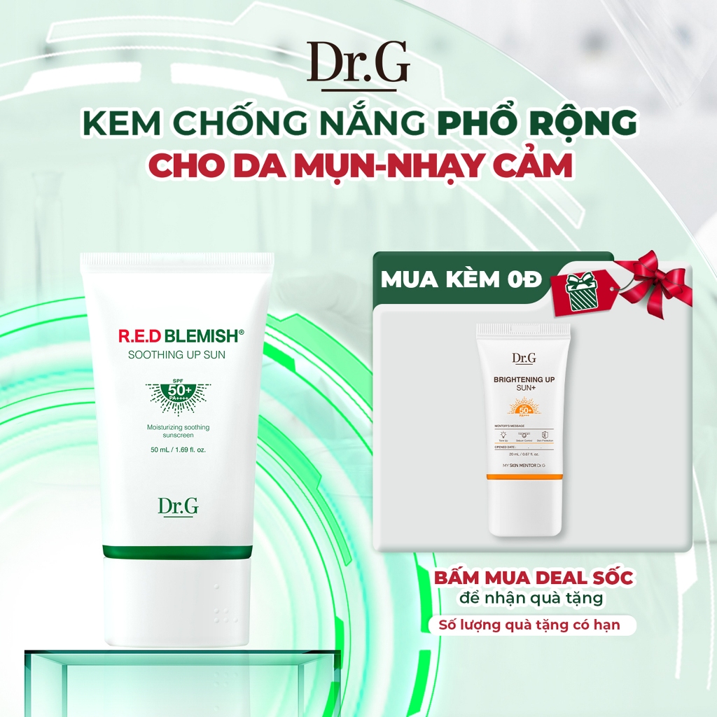 Kem chống nắng Dr.G phổ rộng cho da mụn R.E.D Blemish Soothing Up Sun SPF50+ PA++++ 50ml