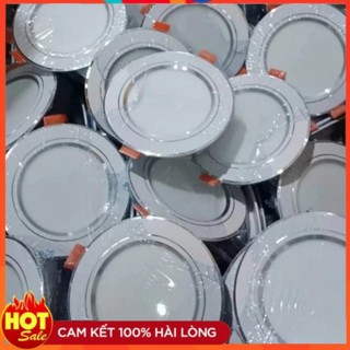 Đèn led âm trần đế nhôm đúc 7w viền bạc, viền vàng 3 chế độ - Phi 90