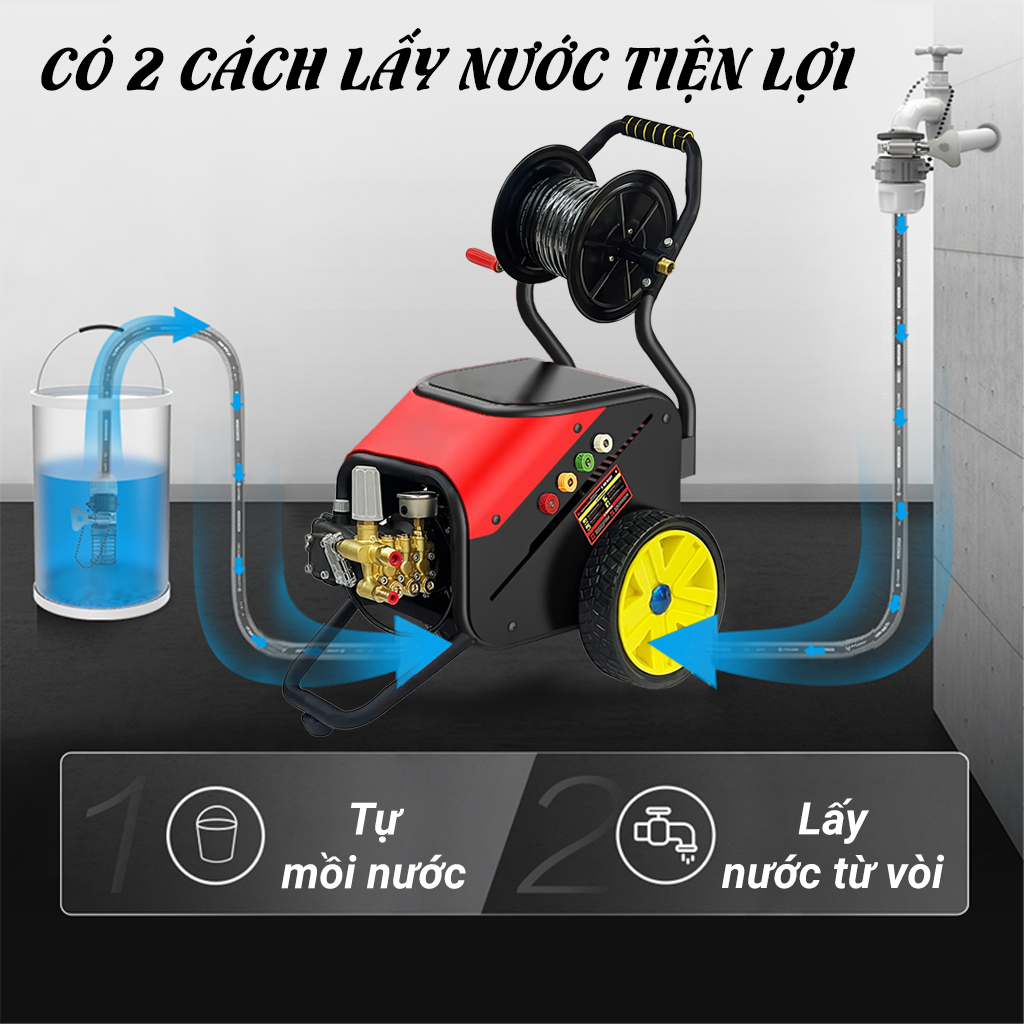 Máy rửa xe công nghiệp SOEASY 2900W SE014R-RL cao áp tiệm rửa xe chuyên dùng, động cơ lõi đồng ty sứ