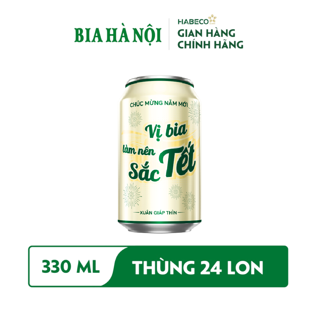 Thùng 24 lon Bia Hà Nội Nhãn Xanh - HABECO  - Phiên bản Tết