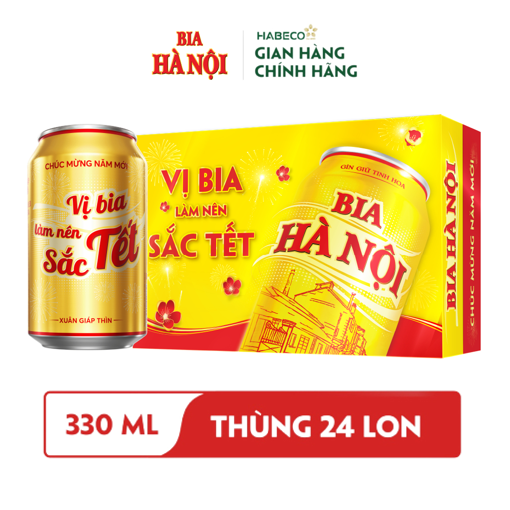 Thùng 24 lon Bia Hà Nội - HABECO (330ml/lon) - Phiên bản Tết