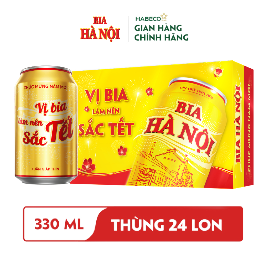 Thùng 24 lon Bia Hà Nội - HABECO  - Phiên bản Tết
