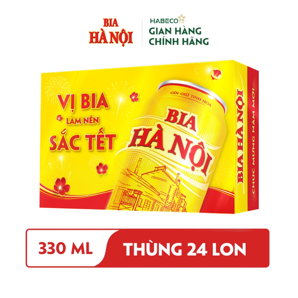 Thùng 24 lon Bia Hà Nội - HABECO  - Phiên bản Tết