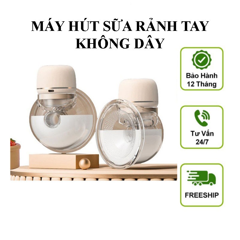 Máy Hút Sữa Không Dây Rảnh Tay Cao Cấp Máy Hút Sữa Đơn Phễu Silicon Massage Kích Sữa Thông Minh Êm Ái Sạc Pin Tiện Lợi