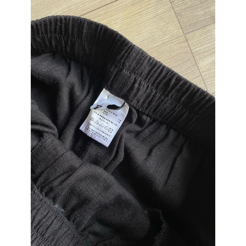 Quần linen ống rộng đen lưng cao chính Hãng xuất Hàn