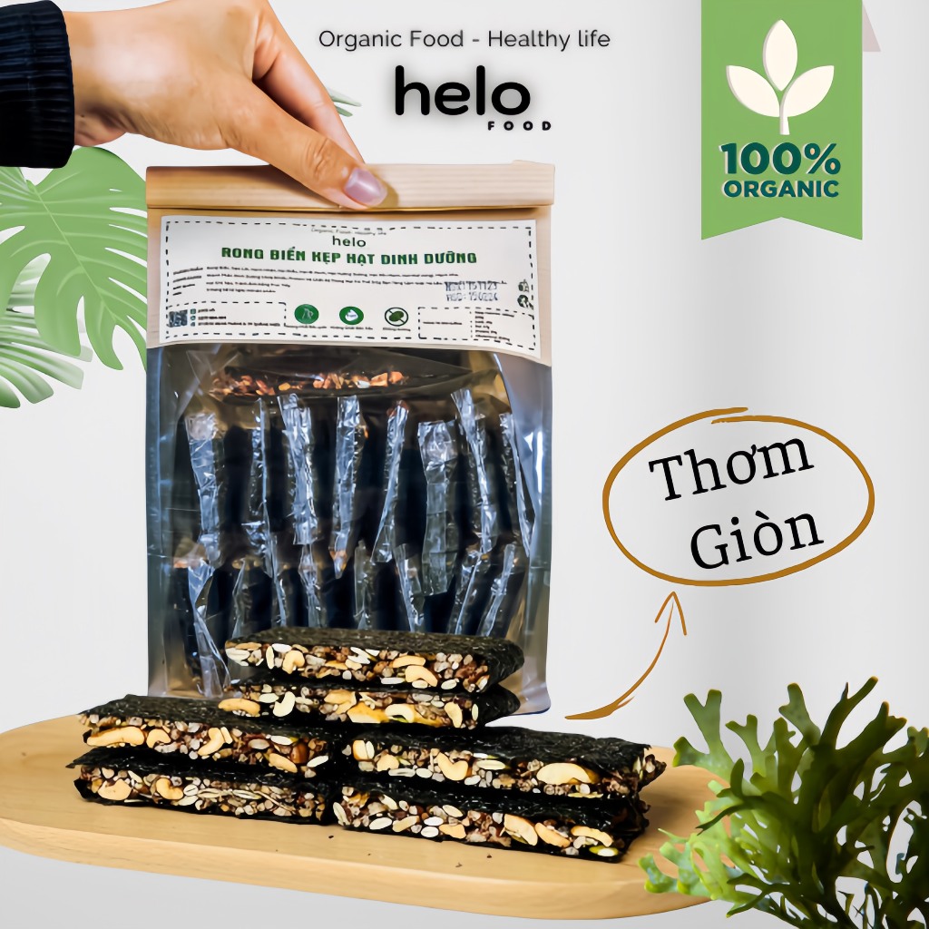 Rong Biển Kẹp Hạt Dinh Dưỡng 100G Helo Food /Gạo Lứt Rong Biển Mix Hạt Giảm Cân, Ăn Vặt Healthy