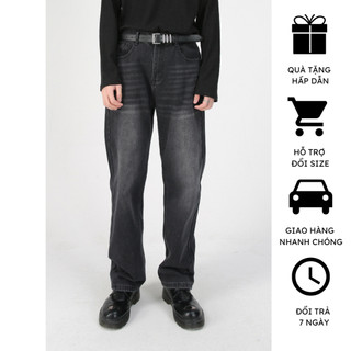 Quần jean ống suông basic form rộng retro,vintage