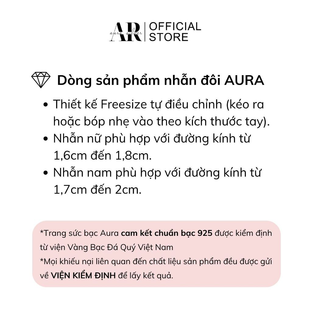 Nhẫn đôi freesize tự chỉnh bạc 925 xi kim, nhẫn cặp Beloved-Aua Silver-ND1