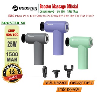 Súng massage cầm tay giãn cơ booster mini x6 - 3 đầu, 4 tốc độ
