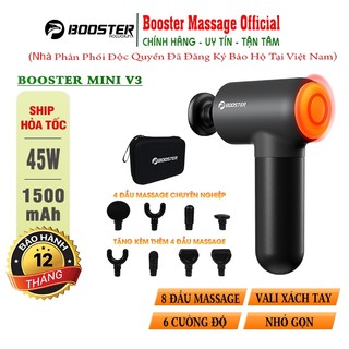  Súng Massage Cầm Tay Giãn Cơ Mini Booster V3 - 6 Tốc Độ - Đầu Nhiệt Nóng Giảm Đau Hiệu Quả 
