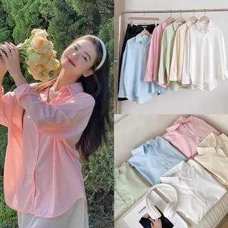Sơ mi kiểu nữ lụa cát freesize anda.closet , áo sơ mi nữ tay dài phom rộng