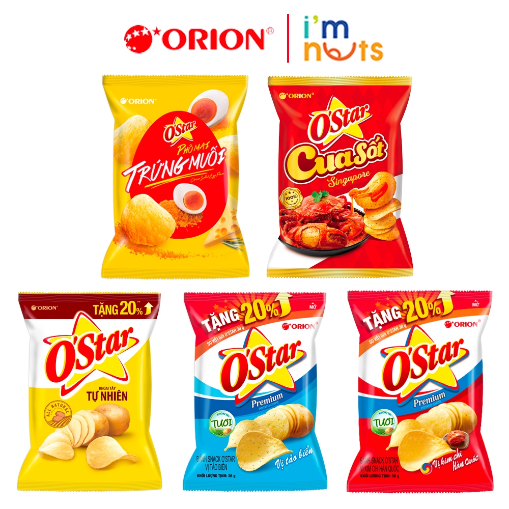 Bánh Snack khoai tây Ostar Orion đủ vị gói nhỏ và gói lớn