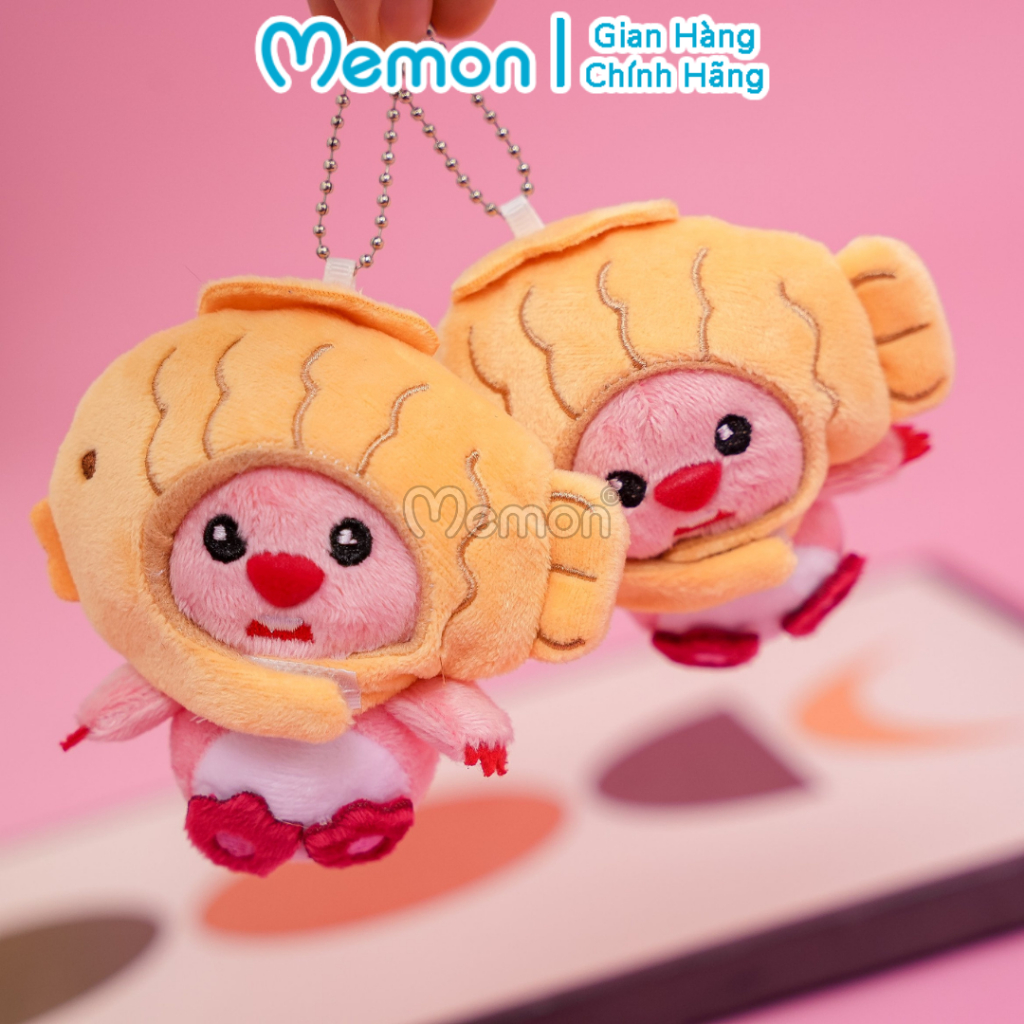Móc Khóa Gấu Bông Hải Ly Loopy Mũ Cá 10cm Đáng Yêu Cao Cấp Memon
