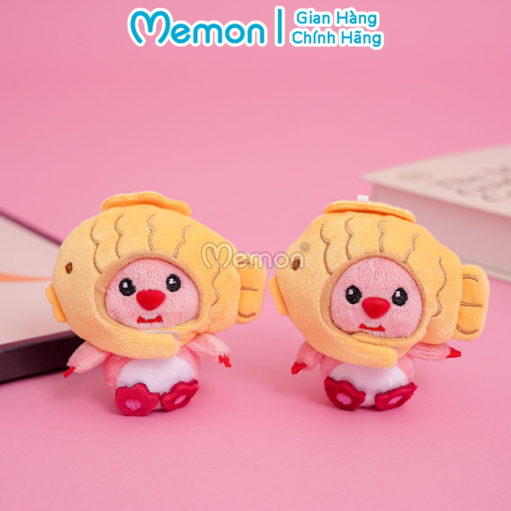 Móc Khóa Gấu Bông Hải Ly Loopy Mũ Cá 10cm Đáng Yêu Cao Cấp Memon