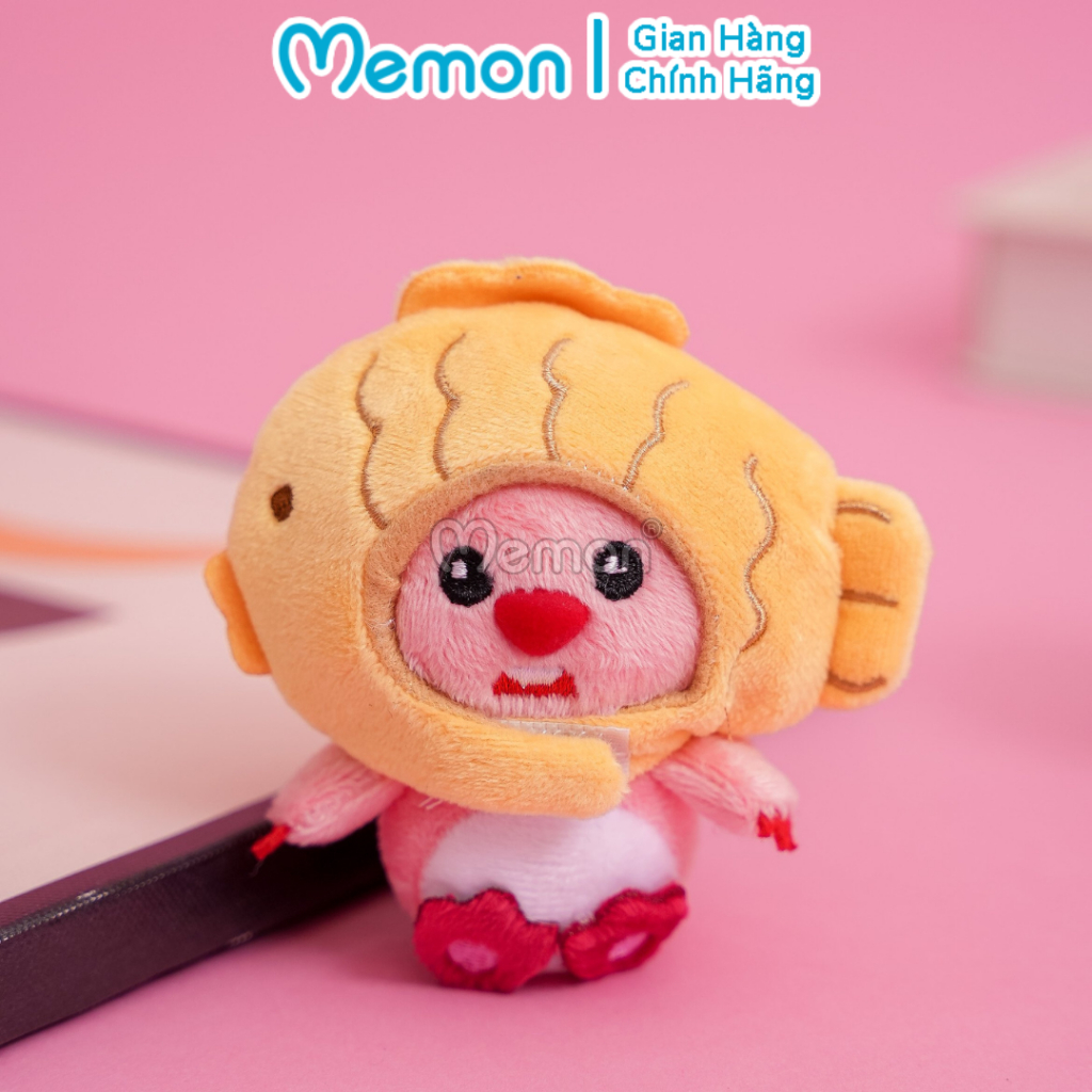 Móc Khóa Gấu Bông Hải Ly Loopy Mũ Cá 10cm Đáng Yêu Cao Cấp Memon