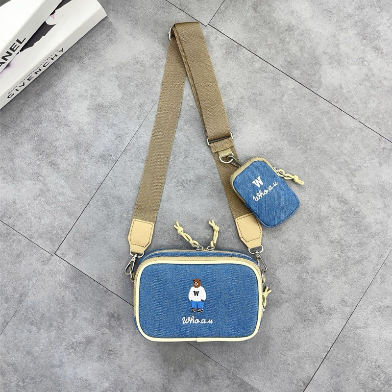 Túi Đeo Chéo Xanh Jean WHO.A.U STEVE BEAR JQD MINI CROSSBODY BAG, Size 21 cm x 6 cm x 14 cm Thời Trang 2023 - An Nhiên