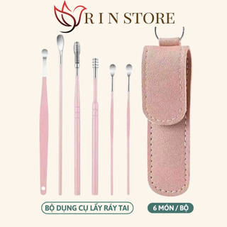 Bộ Lấy Ráy Tai Dụng Cụ Lấy Ráy Tai Bộ 6 Món Chuyên Dụng Treo Móc Khóa Chất Liệu Inox Không Gỉ An Toàn Tiện Lợi RIN