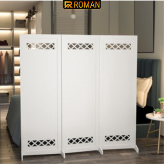 Bình phong kín, vách ngăn phong thủy từ gỗ PVC cao cấp thương hiệu Roman - MN465